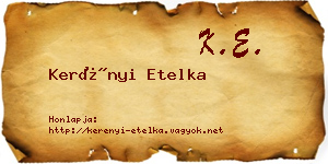 Kerényi Etelka névjegykártya